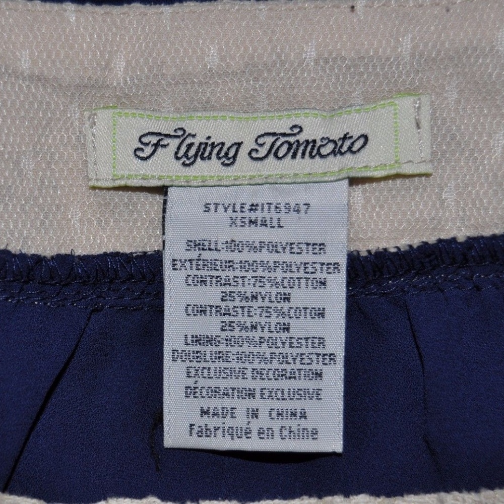 sold FLYING TOMATO Blue Folk Embroidered Swing Top - Picture 7 of 7
